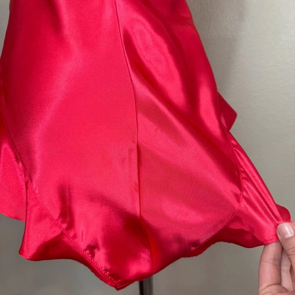VTG‎ Victoria’s Secret Gold Label Red Satin Lace Teddy White lingerie D